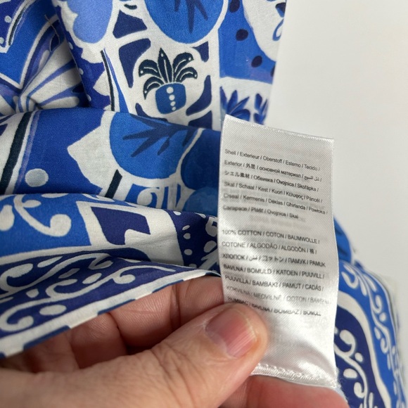 Farm Rio Women’s XL Tile Dream Sleeveless Maxi Dress Blue White Tropical 4164 - Picture 8 of 12